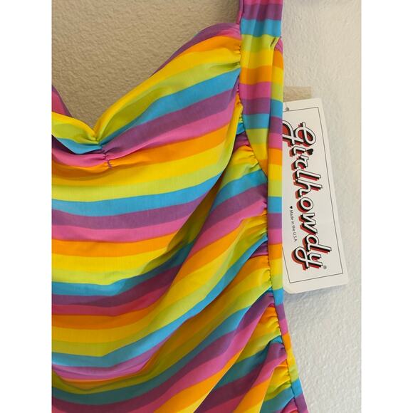 NEW | GIRLHOWDY Swimsuit One Piece Rainbow Stripe Halter Pin Up Retro NWT | 12 - Picture 3 of 8